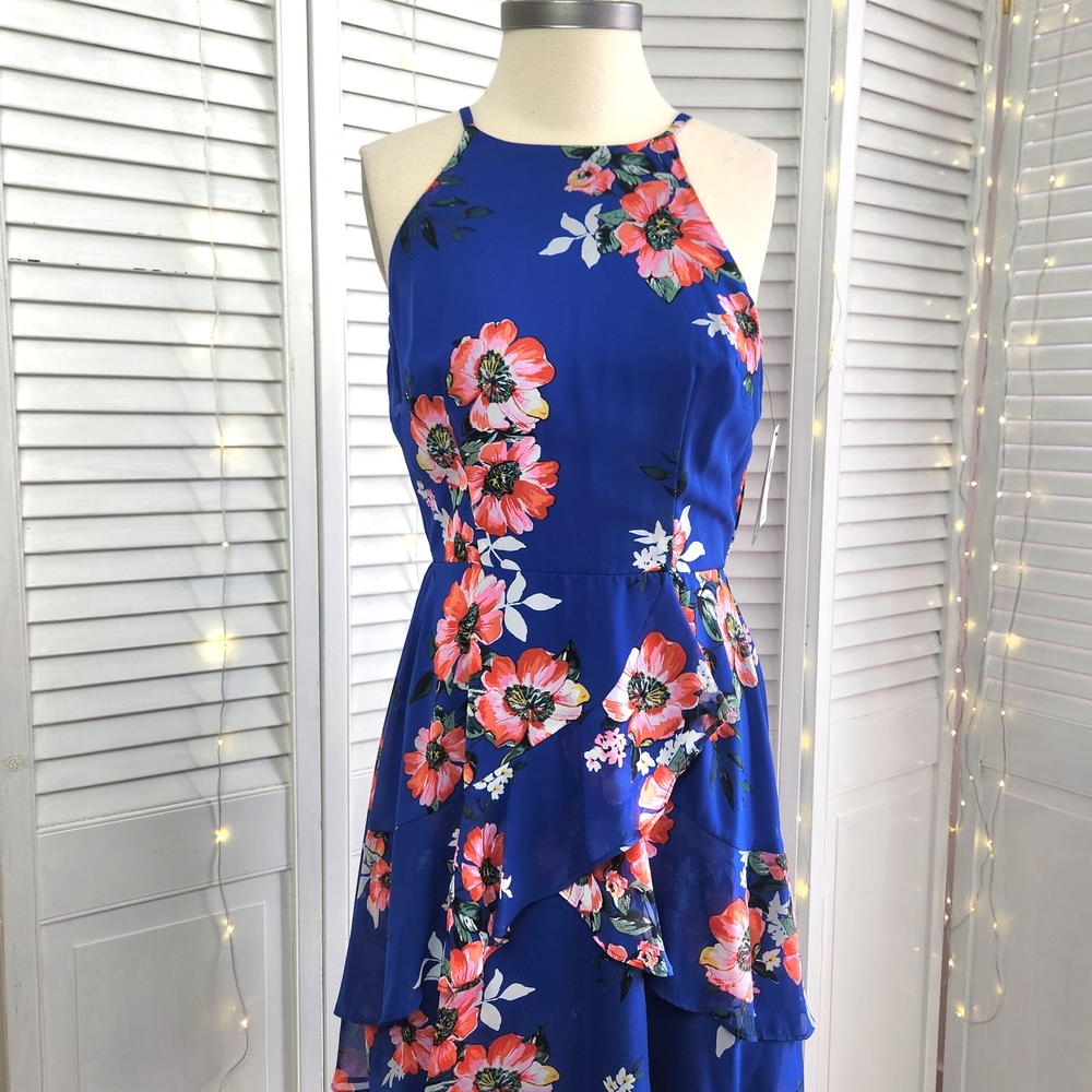 Blue Halter Mini Sundress for Weddings